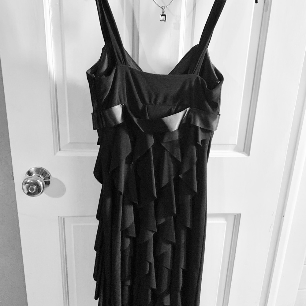 Cache Black Ruffle Bow Front Midi Evening Dress - Picture 6 of 8